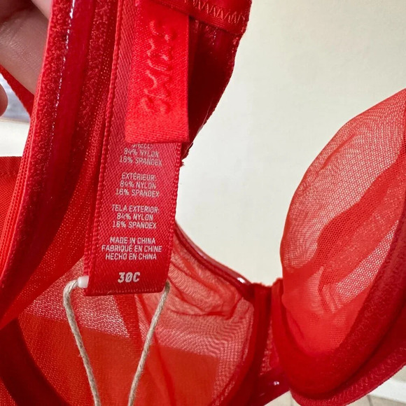 SKIMS ULTRA FINE MESH STRAPLESS BRA IN POPPY 30C - Picture 6 of 7